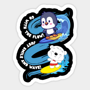 Cute Surfing Animals, Bear, Penguin Sticker